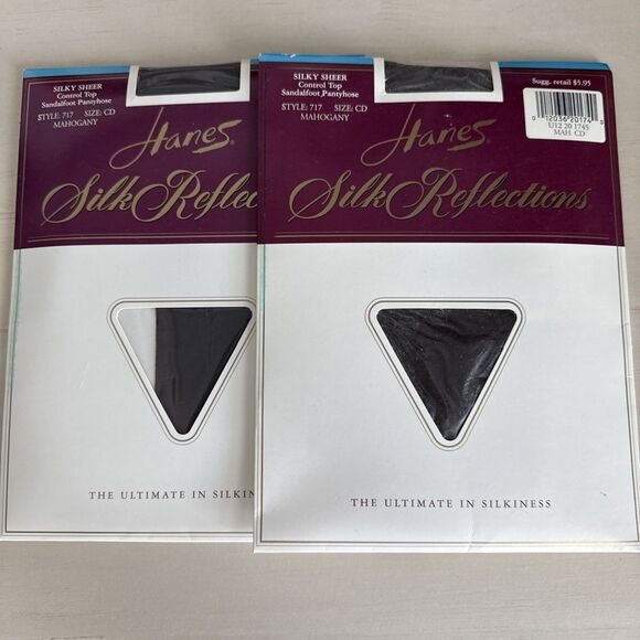 Lot of 2 Vintage Hanes Silk Reflections Pantyhose Size CD Style 717 Mahogany 90' - Picture 1 of 7